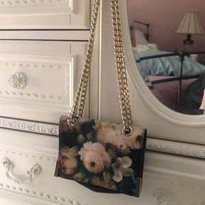 Badgley Mischka handle crossbody floral leather bag